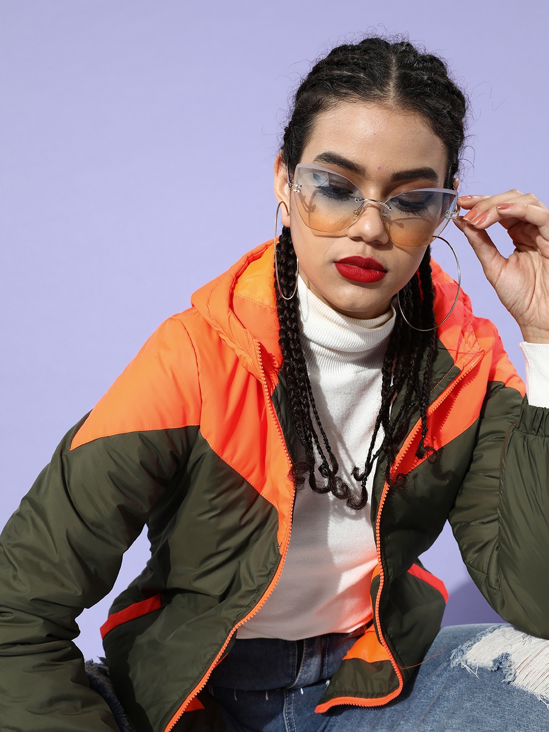 

DressBerry Women Lovely Olive Colourblocked Bomber Jacket