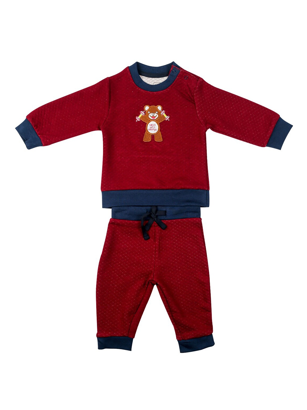 

MeeMee Boys Maroon & Navy Blue Checked T-shirt with Pyjamas