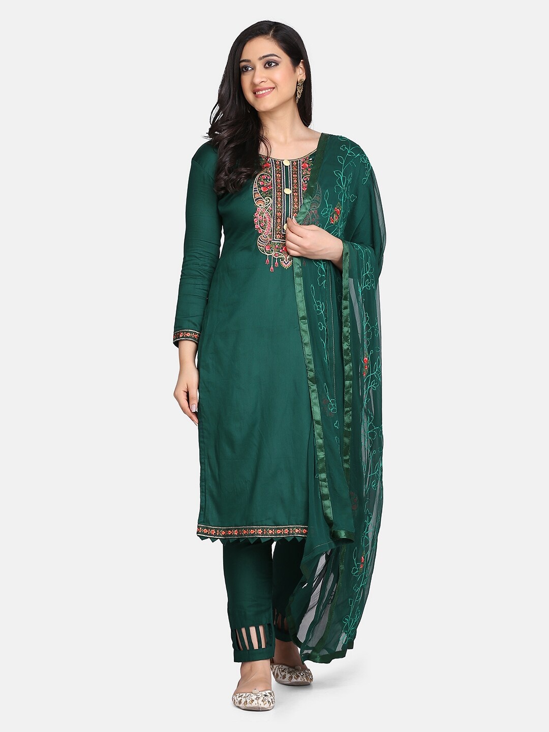 

Shaily Green Pure Cotton Unstitched Dress Material