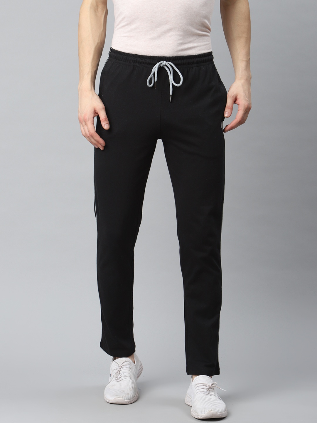 

Almo Wear Men Black Slim Fit Solid Pure Cotton Track Pants
