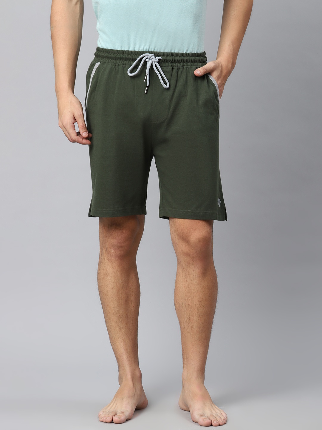 

Almo Wear Men Green Solid Cotton Lounge Shorts