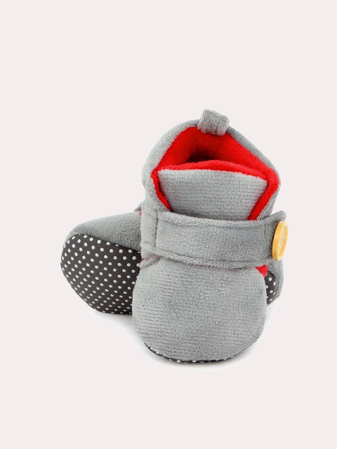 

Superminis Infant Kids Grey & Red Solid Booties