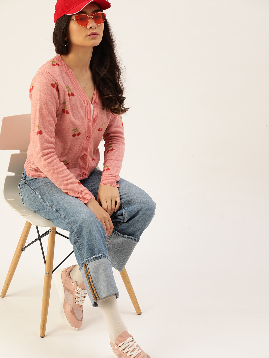 

DressBerry Women Pink & Red Floral Printed Cardigan