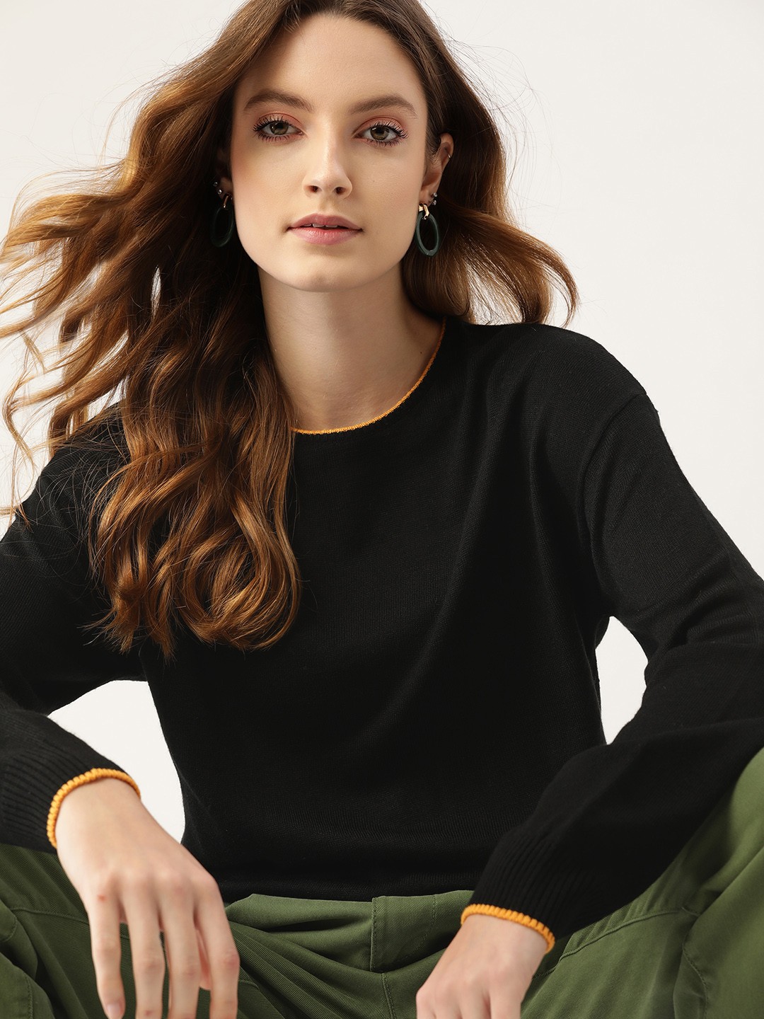 

DressBerry Women Black Solid Pullover