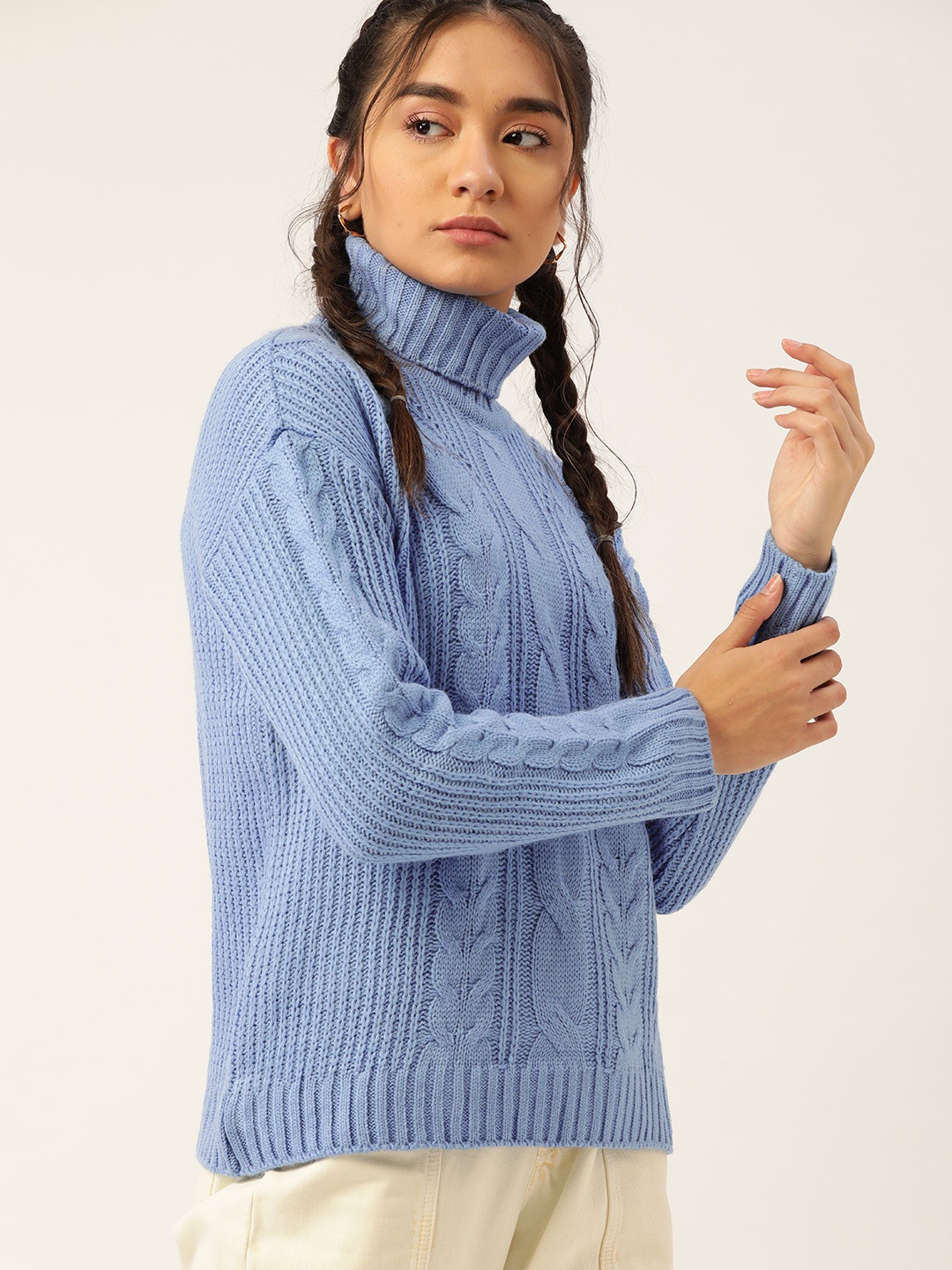 

DressBerry Women Blue Open knit Pullover
