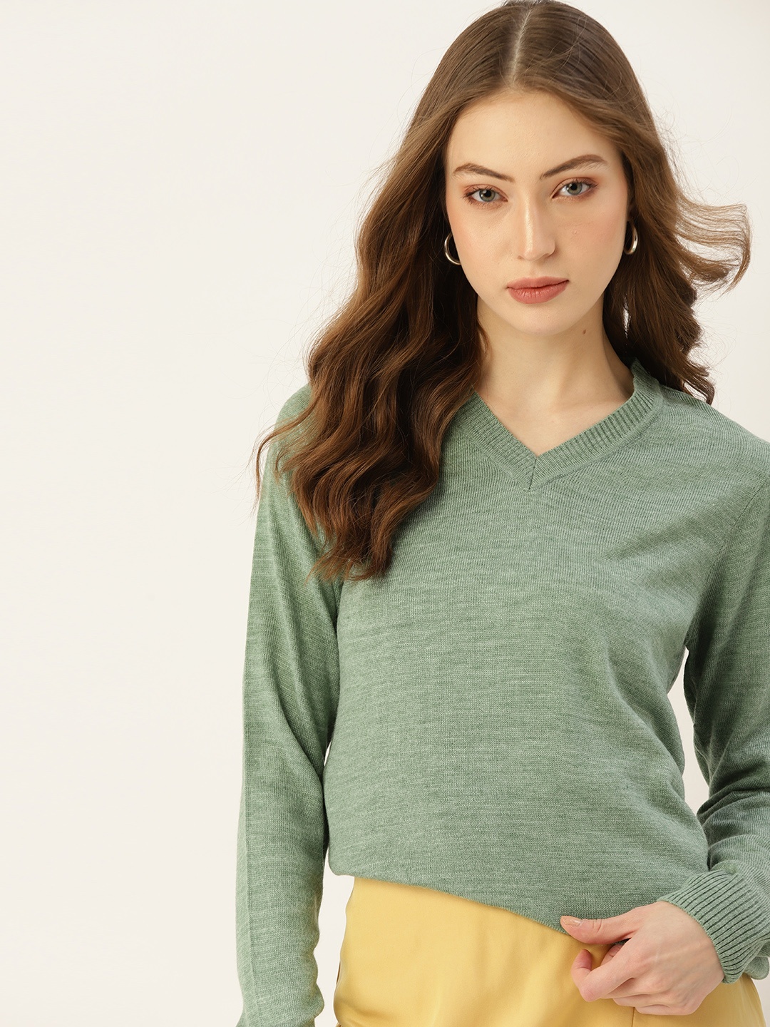 

DressBerry Women Green Solid Pullover