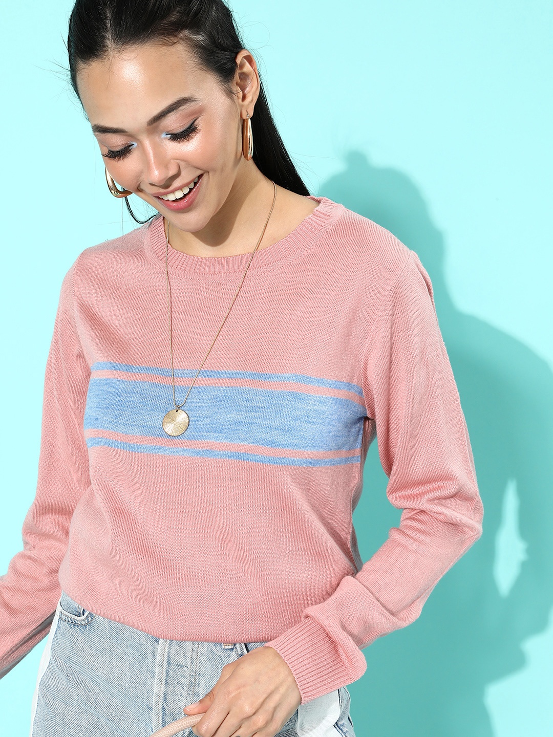 

DressBerry Women Pretty Pink Solid Knitted Sweater