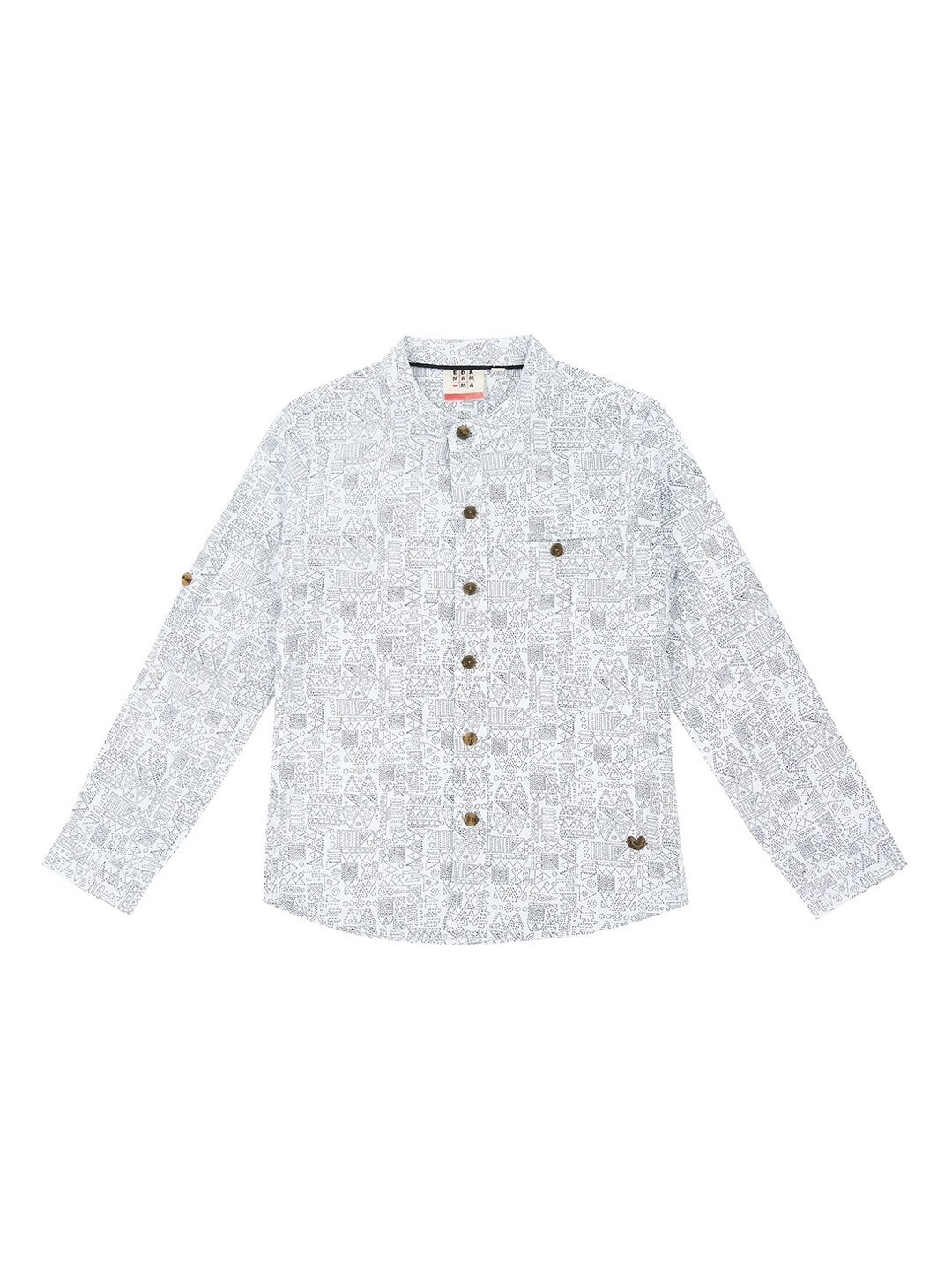 

Ed-a-Mamma Boys White & Black Regular Fit Printed Cotton Casual Sustainable Shirt