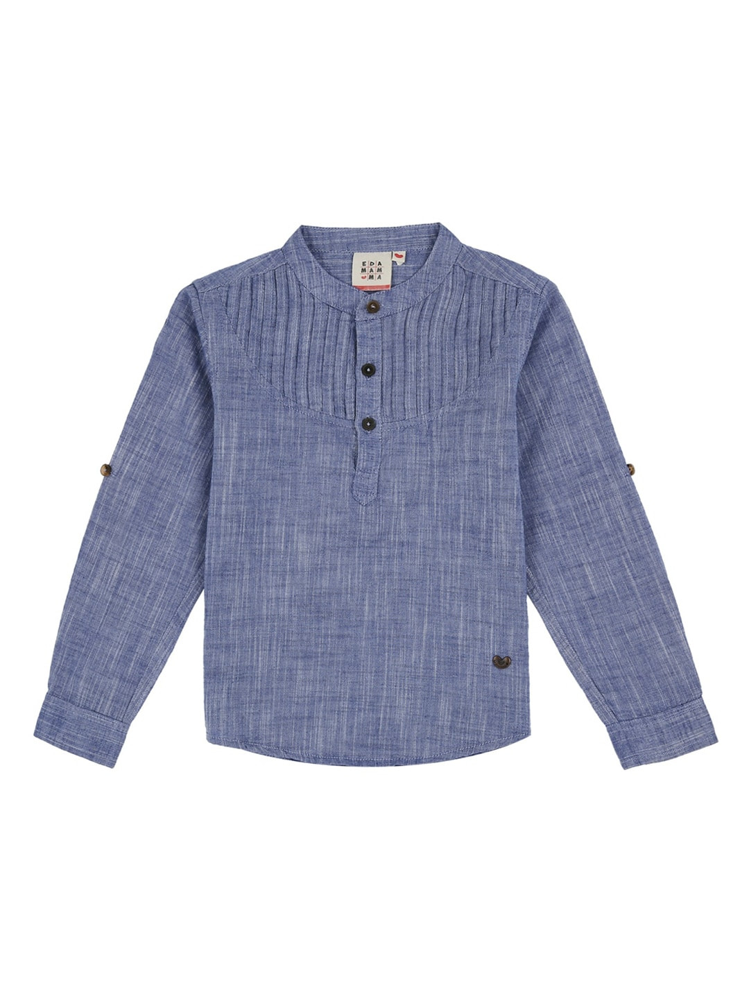 

Ed-a-Mamma Boys Blue Regular Fit Self Design Cotton Casual Sustainable Shirt