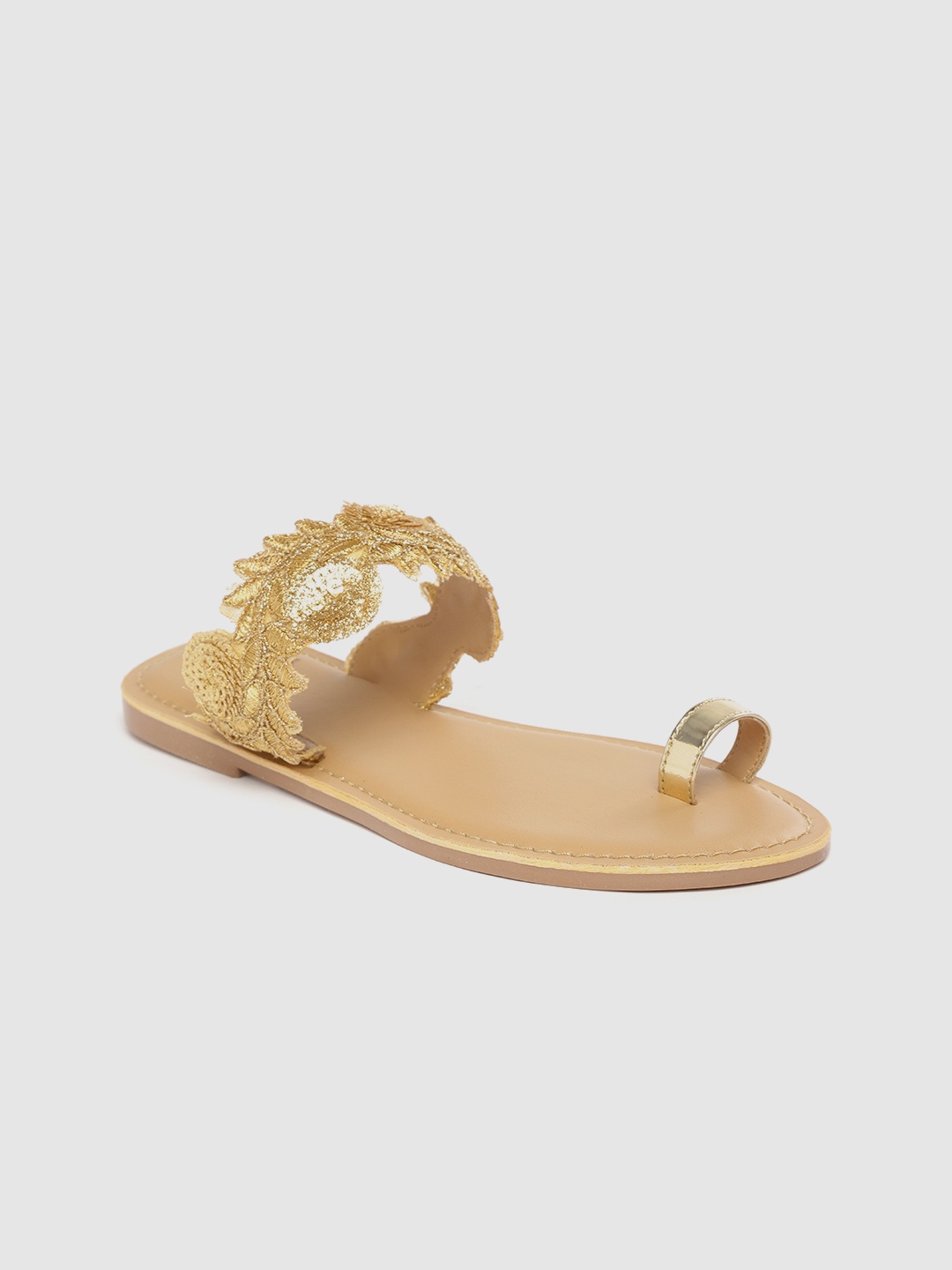 

Carlton London Women Gold-Toned Embroidered One Toe Flats