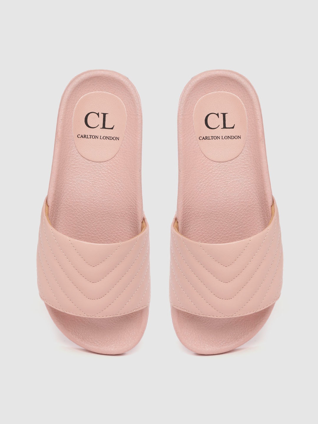 

Carlton London Women Peach-Coloured Quilted Sliders