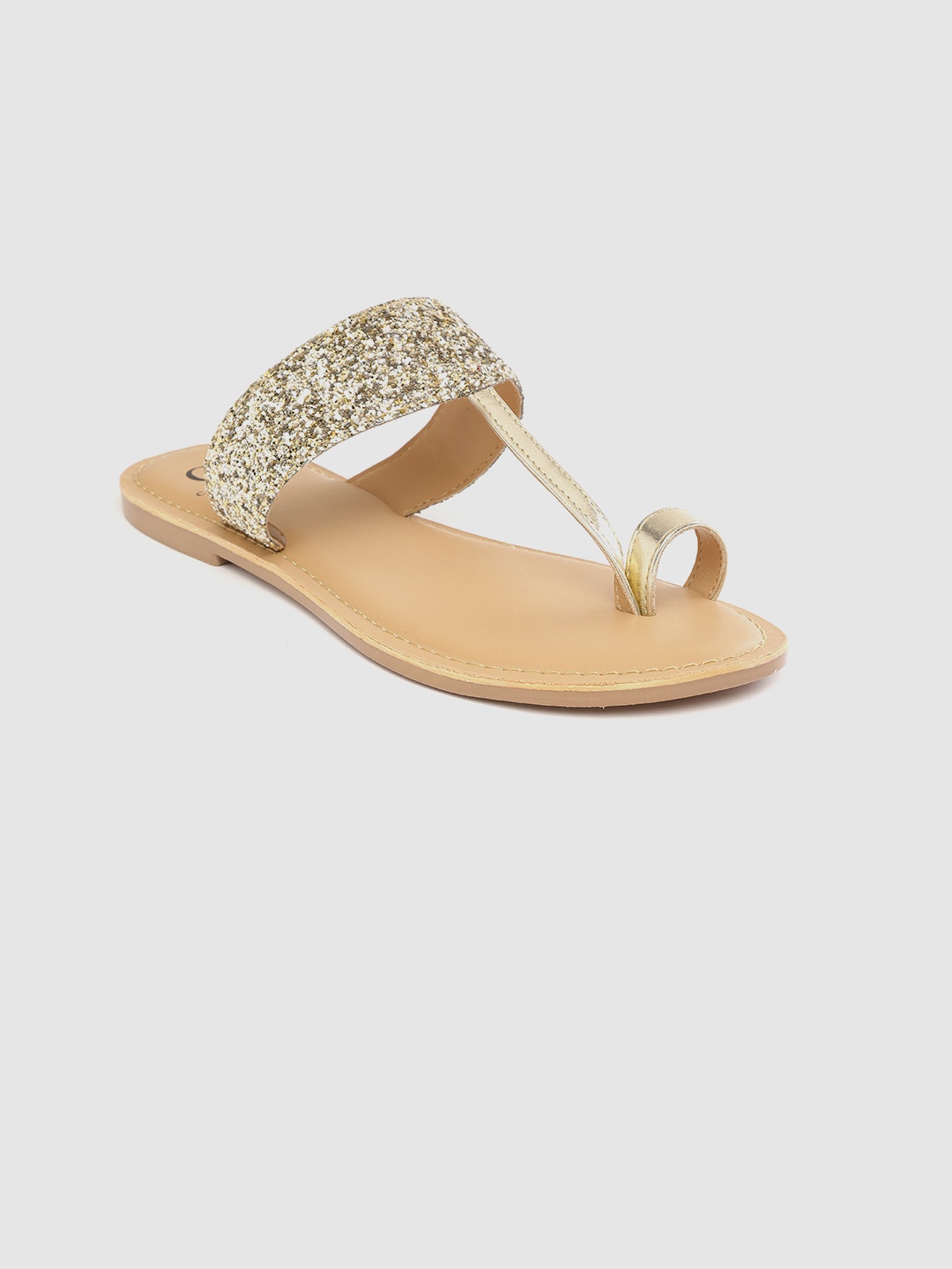 

Carlton London Women Gold-Toned Glitter One Toe Flats