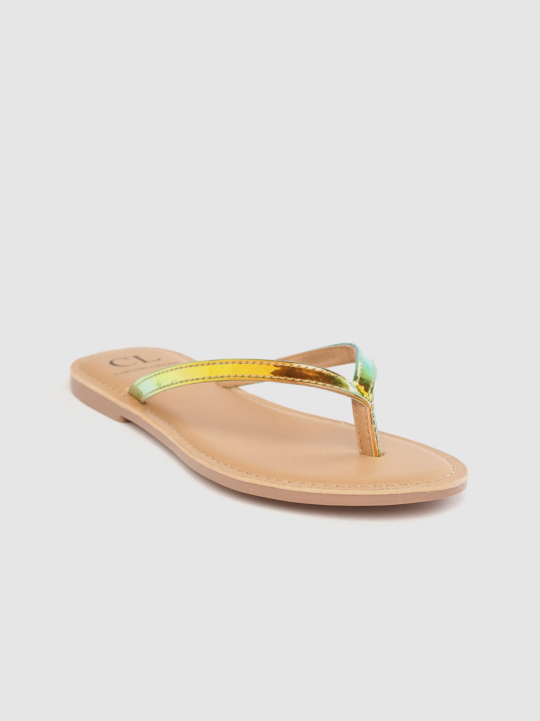 

Carlton London Women Gold-Toned Open Toe Flats with Iridescent Effect