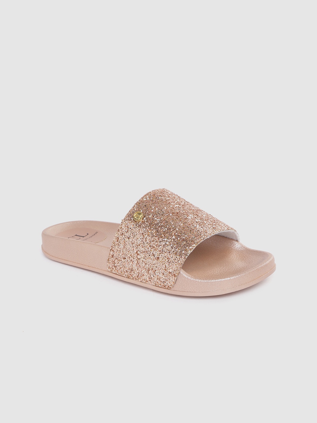 

Carlton London Women Rose Gold-Toned Shimmer Open Toe Flats
