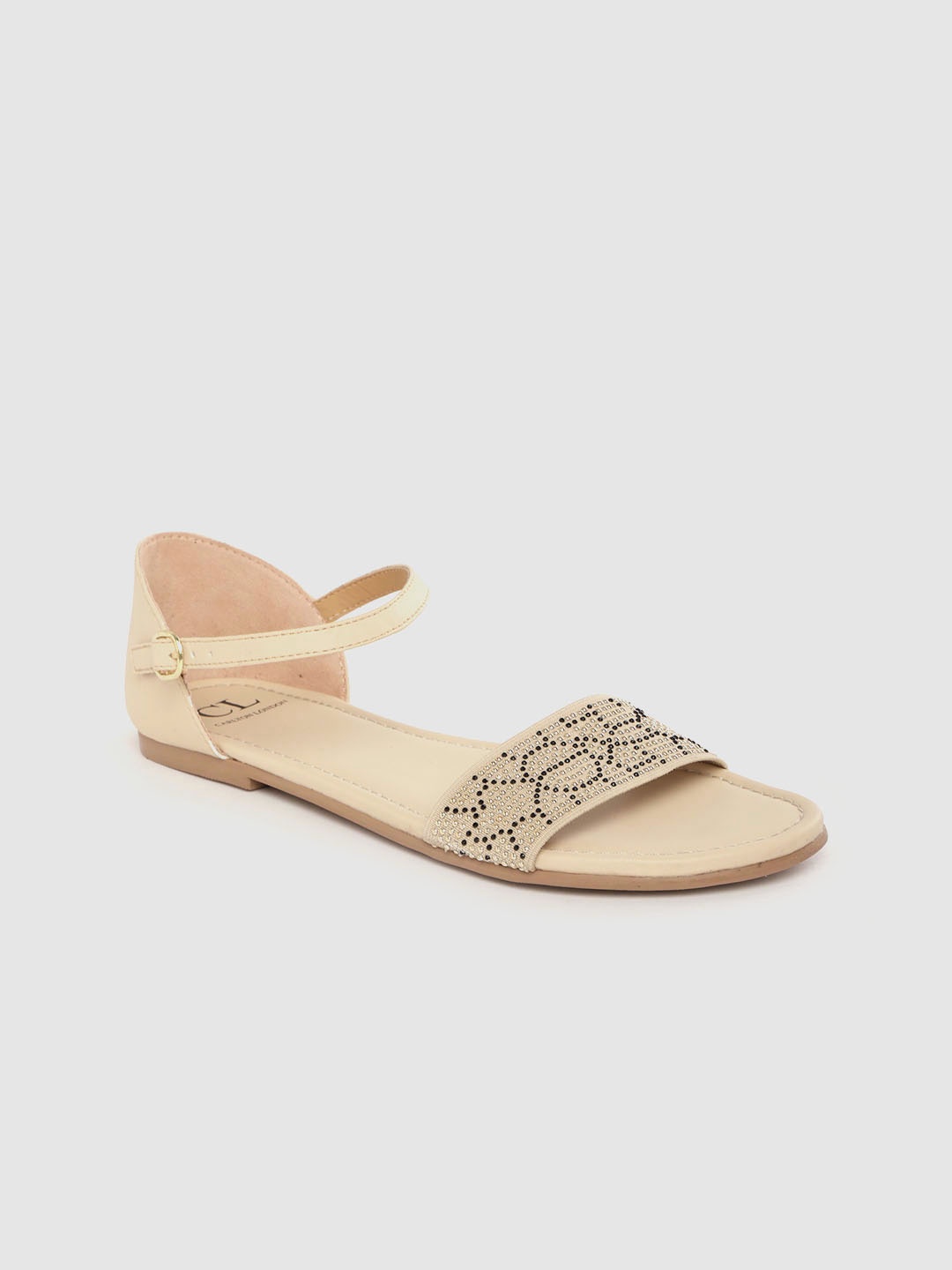 

Carlton London Women Beige Embellished Open Toe Flats