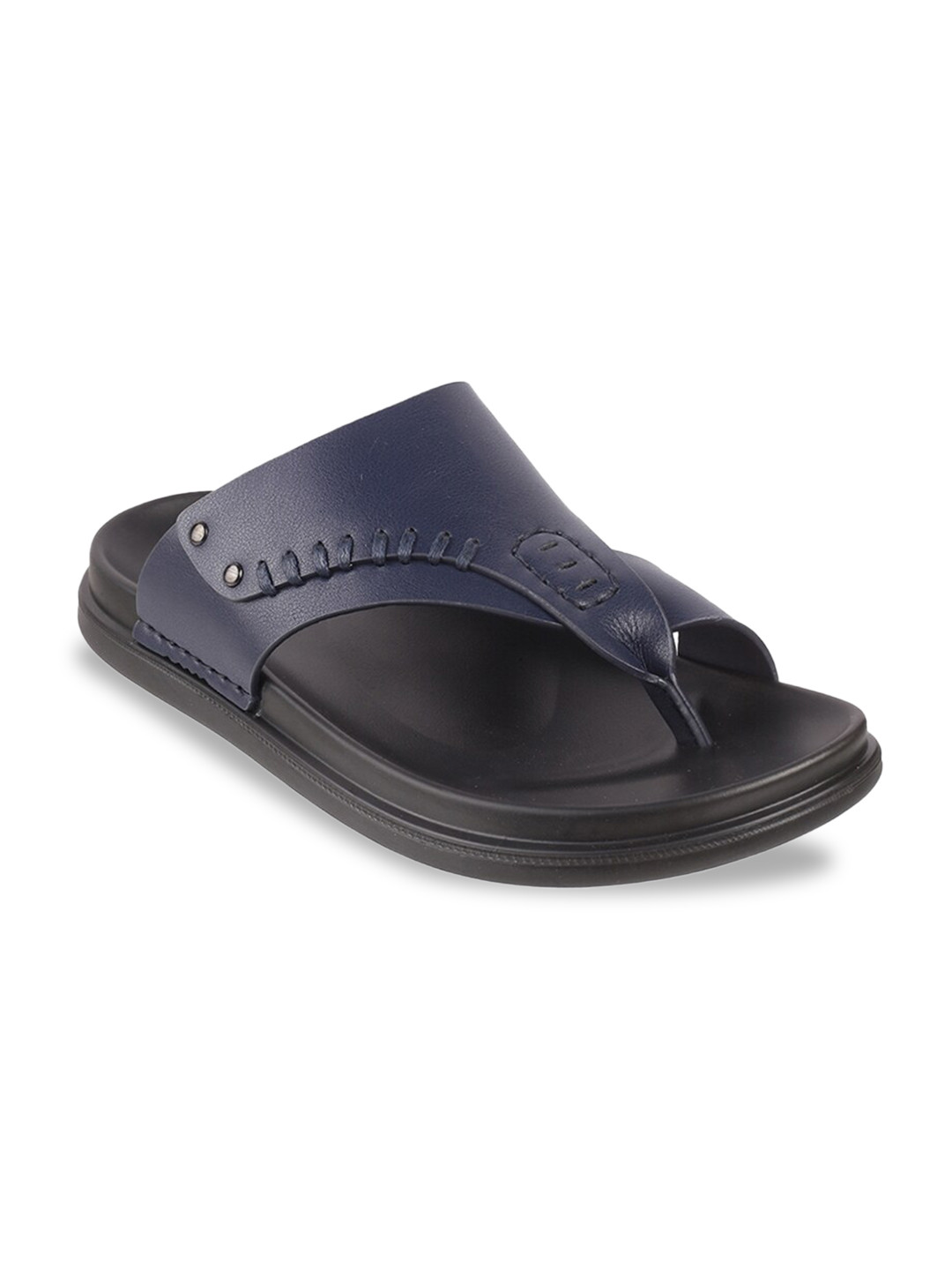 

DAVINCHI Men Navy Blue Leather Comfort Sandals