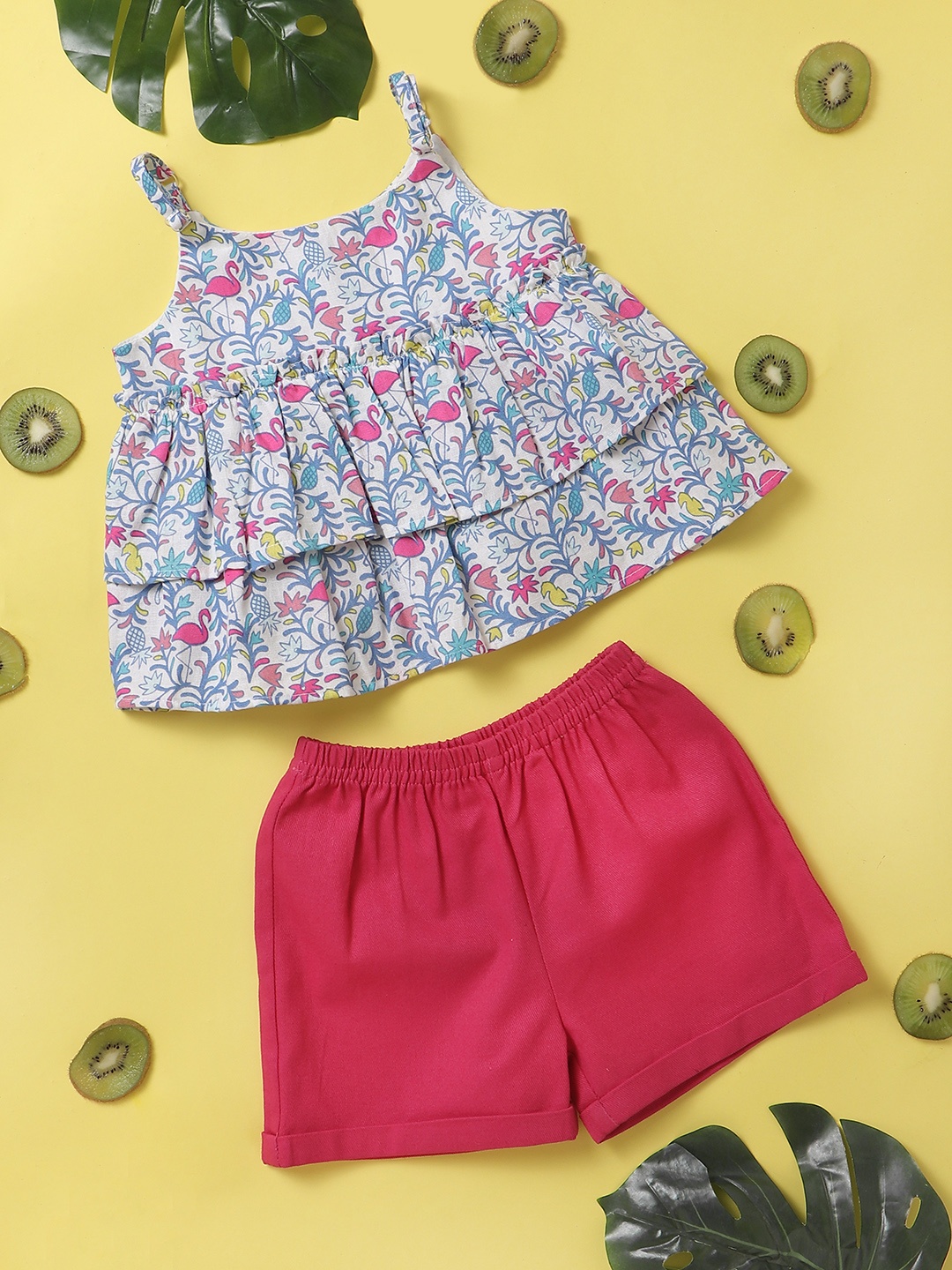 

Nauti Nati Girls Blue & Red Printed Top with Shorts