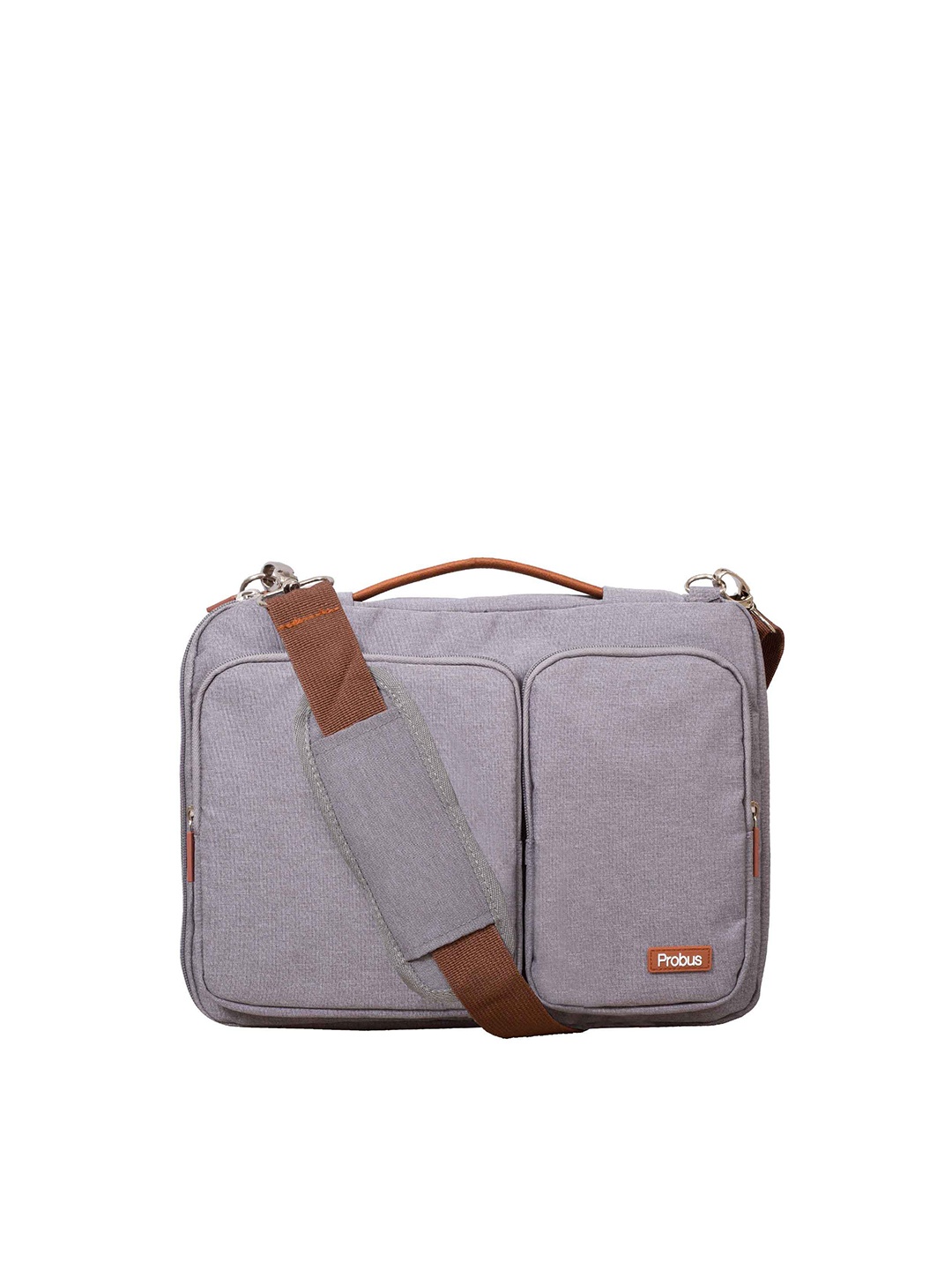 

PROBUS Grey & Brown 15.6 Inch Solid Dual Pocket Laptop Sleeve