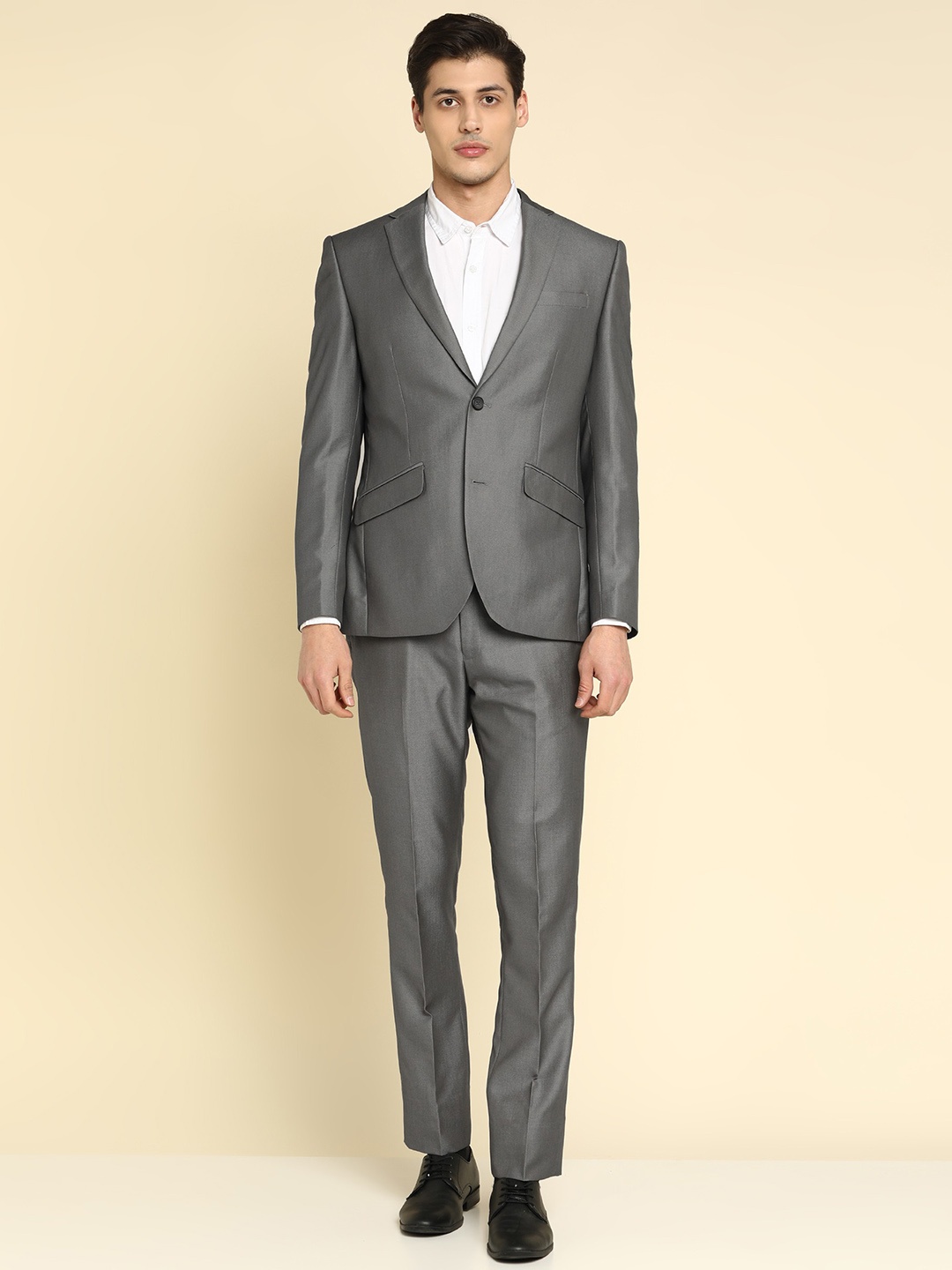 

Blackberrys Men Grey Solid Slim Fit Formal Suit