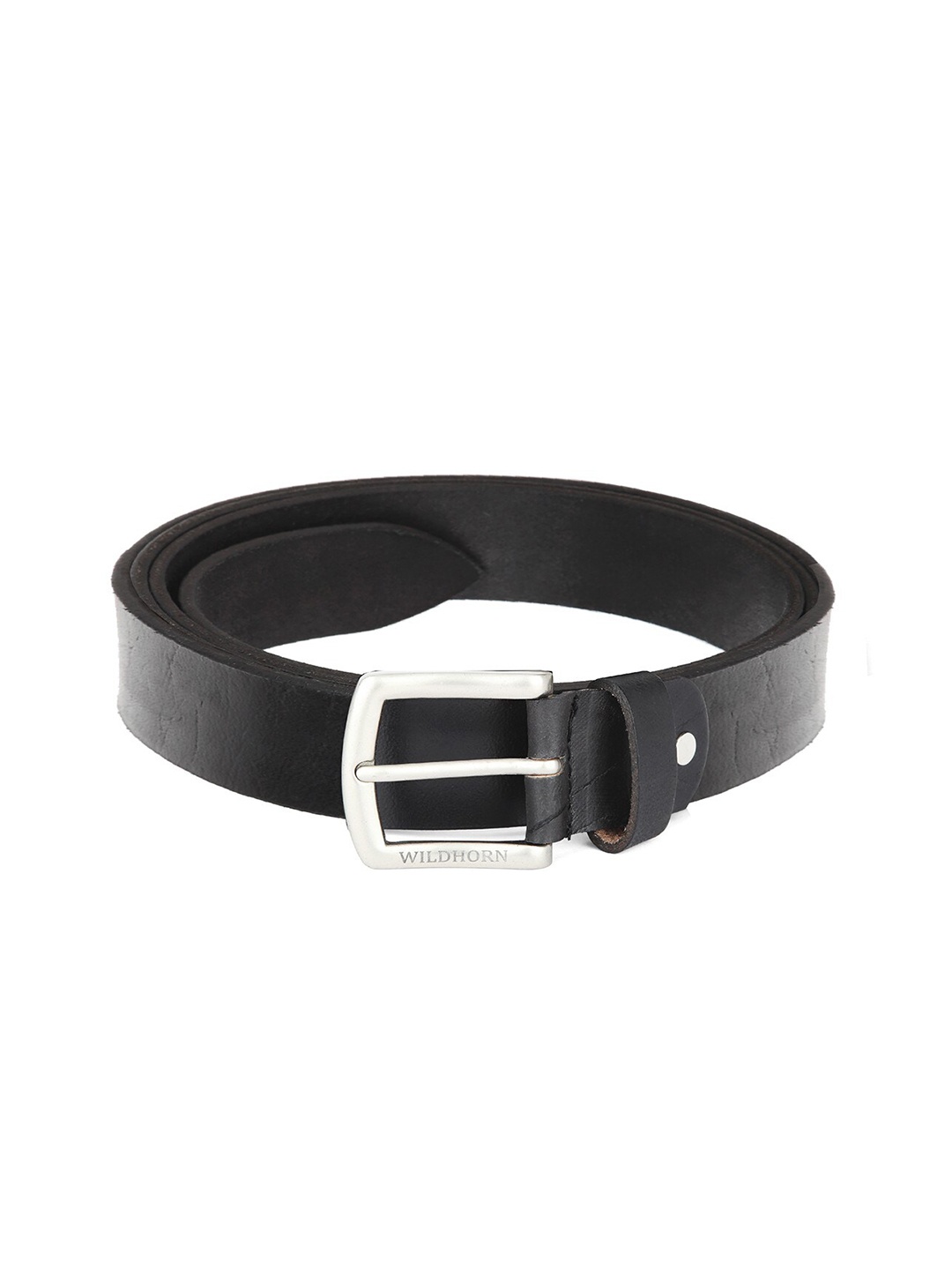 

WildHorn Men Black Textured Leather Belt