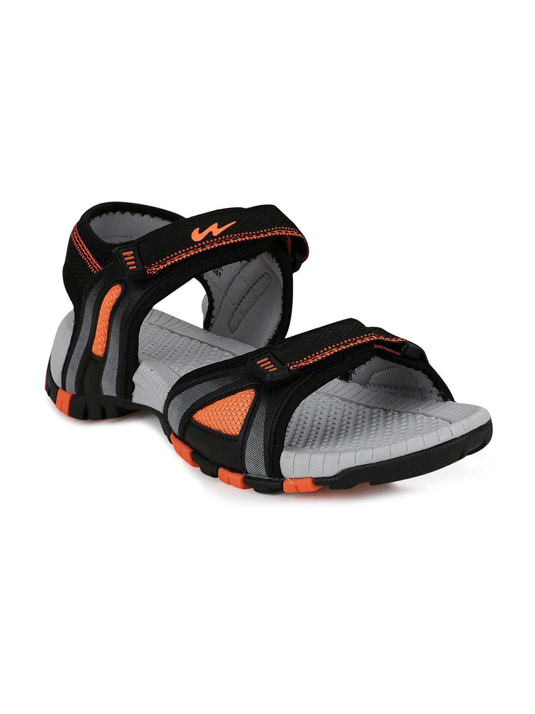 

Campus Men Black & Orange Printed Sports Sandals
