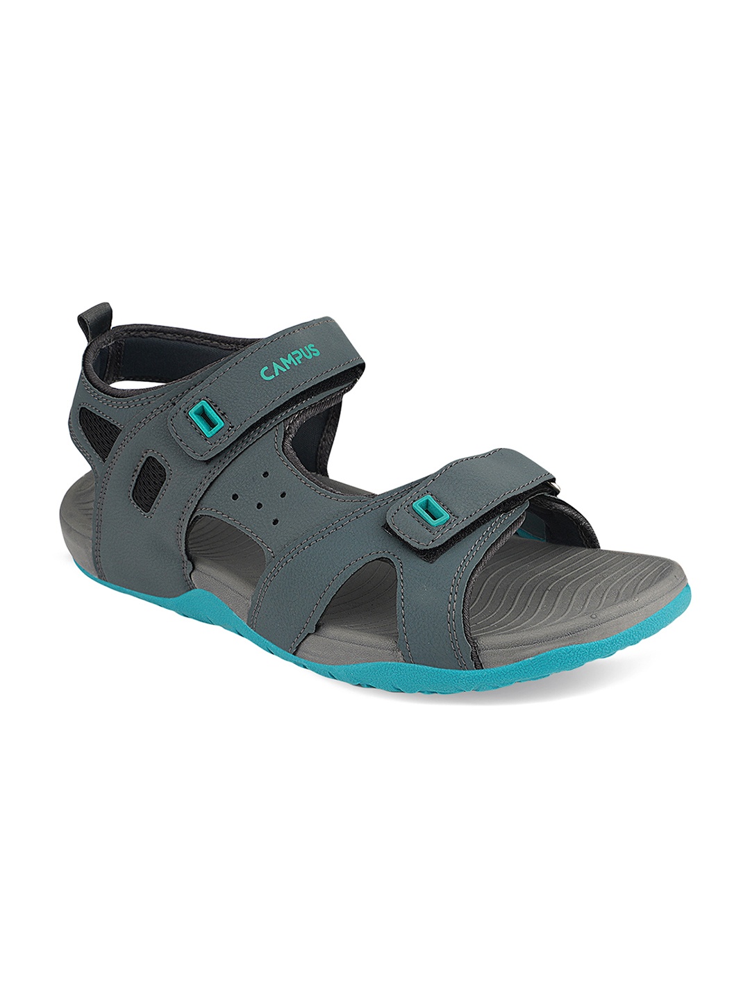 

Campus Men Grey & Turquoise Blue Solid Sports Sandal