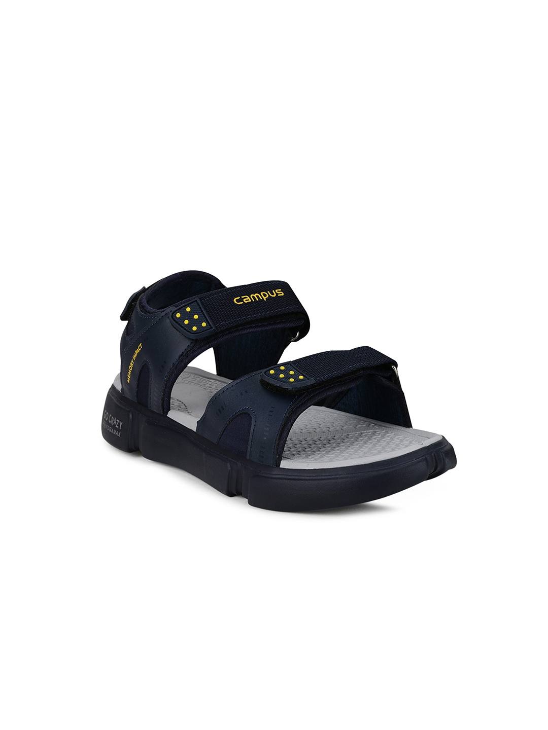

Campus Men Navy Blue & Yellow Solid Sports Sandals
