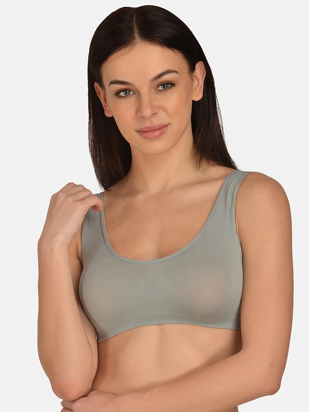 

mod & shy Grey Solid Non-Wired Non Padded Bralette Bra