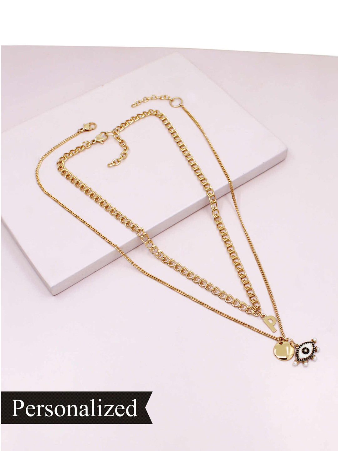 

Runway Ritual Off-White & Gold-Toned Evil Eye Layered Necklace