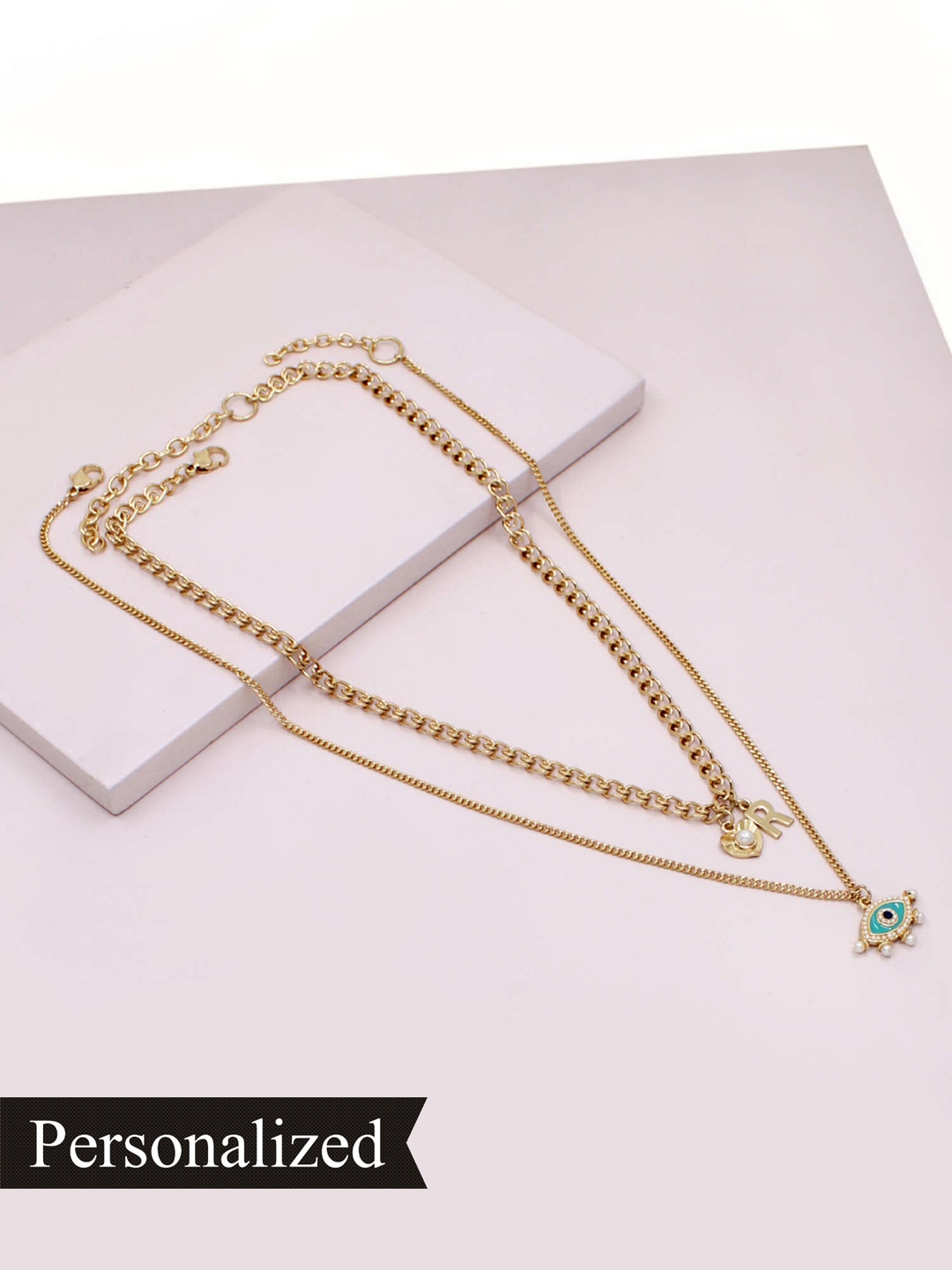 

Runway Ritual Set of 2 Gold-Toned & White Metal Gold-Plated Layered Necklace