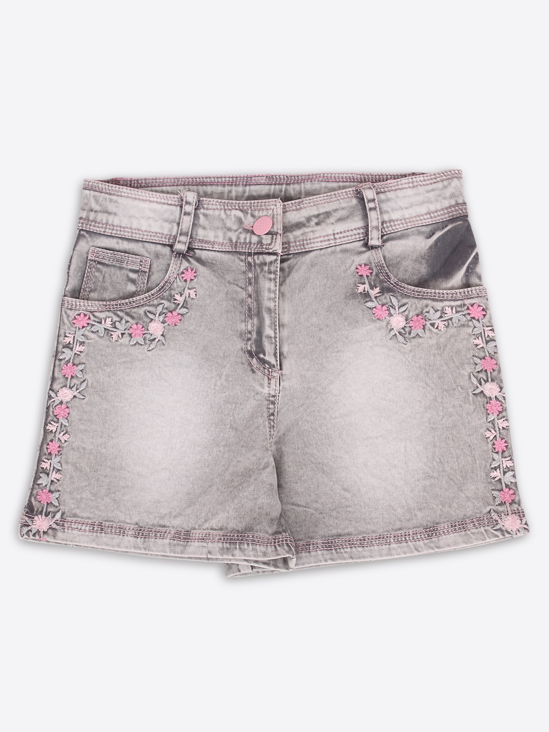 

CUTECUMBER Girls Grey Solid Regular Fit Regular Shorts