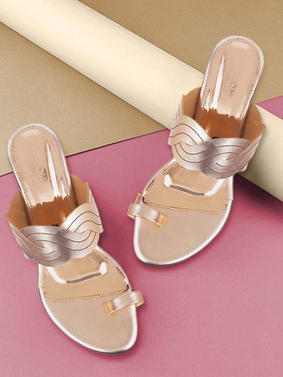 

Mochi Women Solid Sandals, Gold