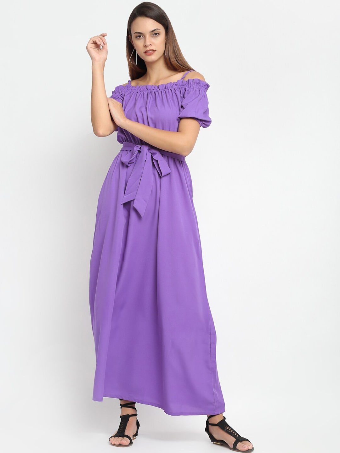 

Karmic Vision Women Purple Solid Maxi Dress