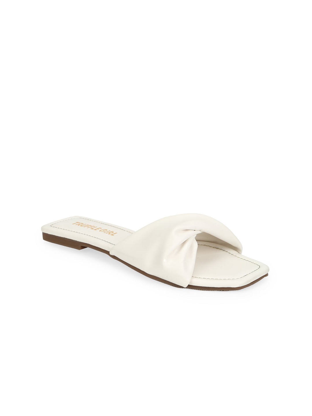 

Truffle Collection Women White Solid PU Open Toe Flats