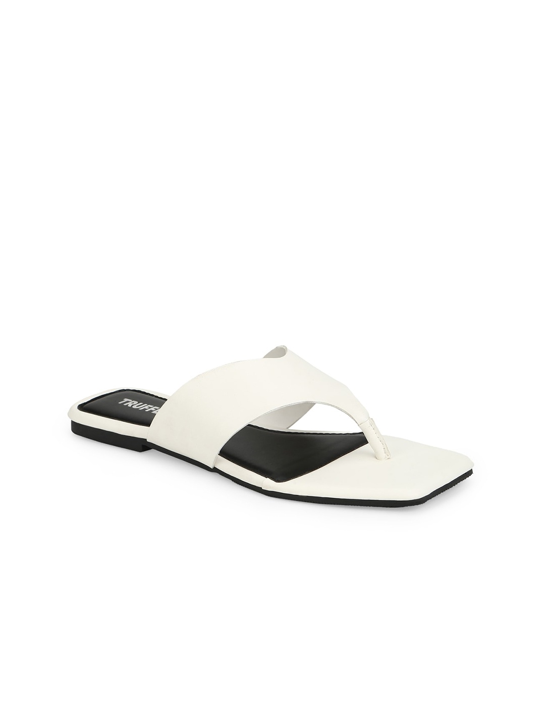 

Truffle Collection Women White Solid PU T-Strap Flats