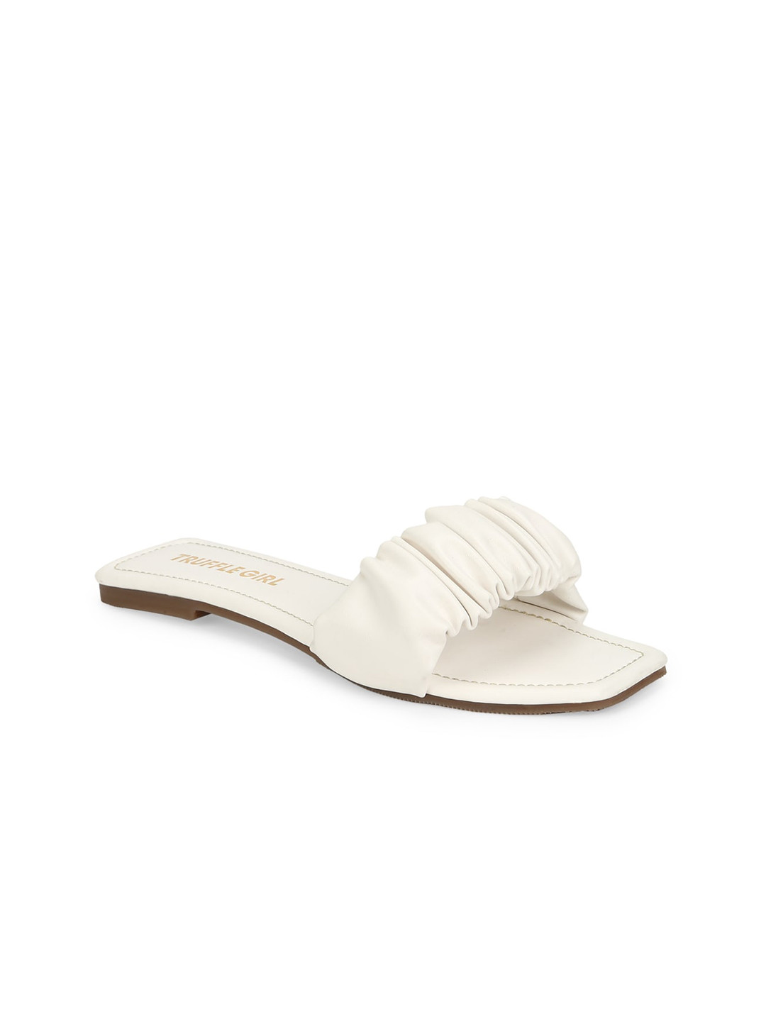 

Truffle Collection Women White Solid PU Open Toe Flats