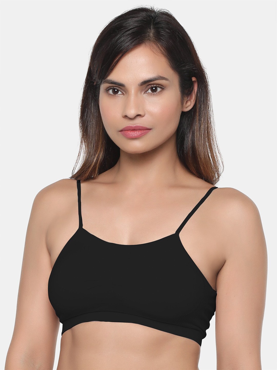 

miorre Black Solid Non-Wired Lightly Padded Workout Bra SL04-095899