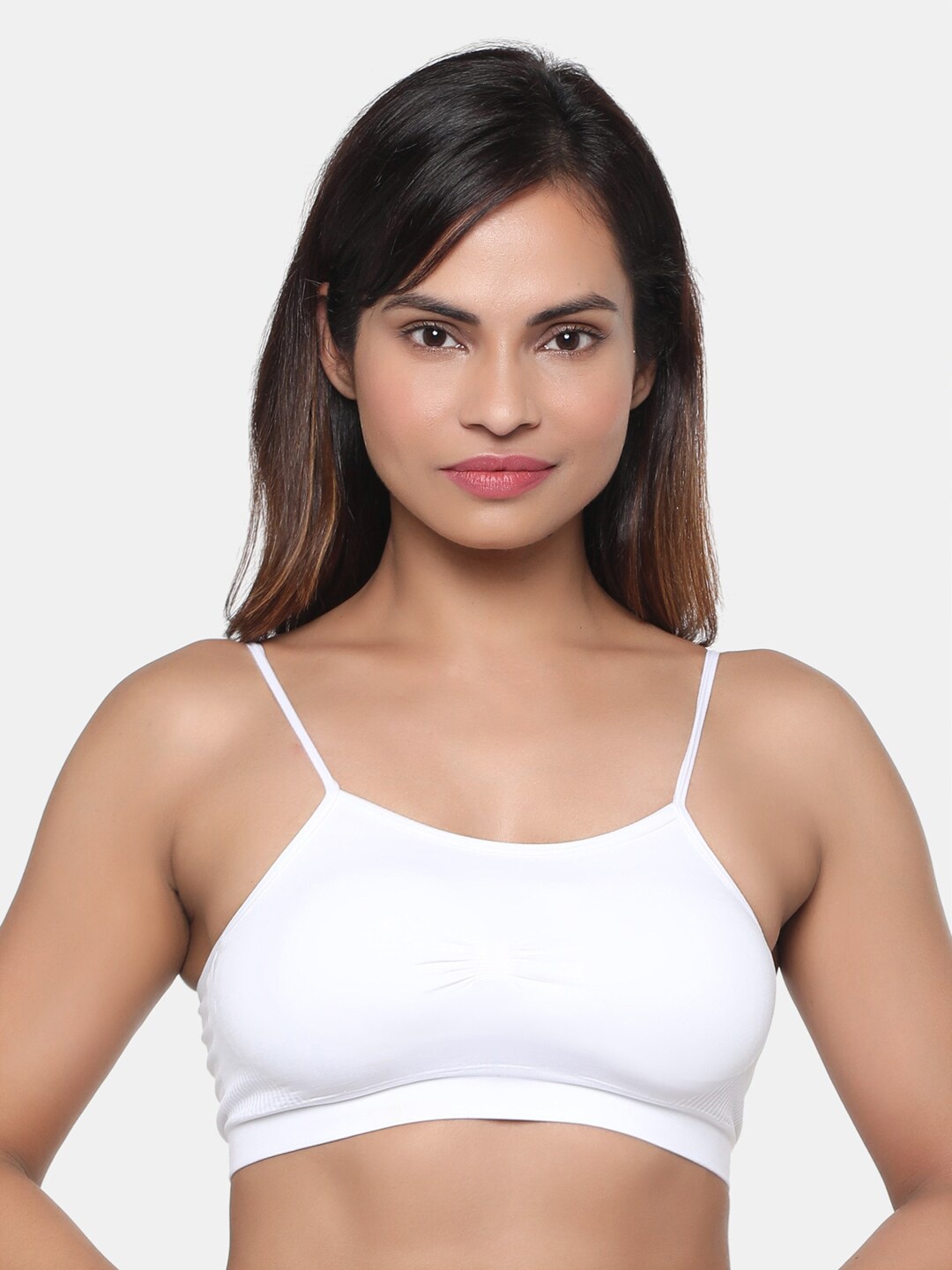 

miorre White Solid Non-Wired Lightly Padded Workout Bra SL04-095899