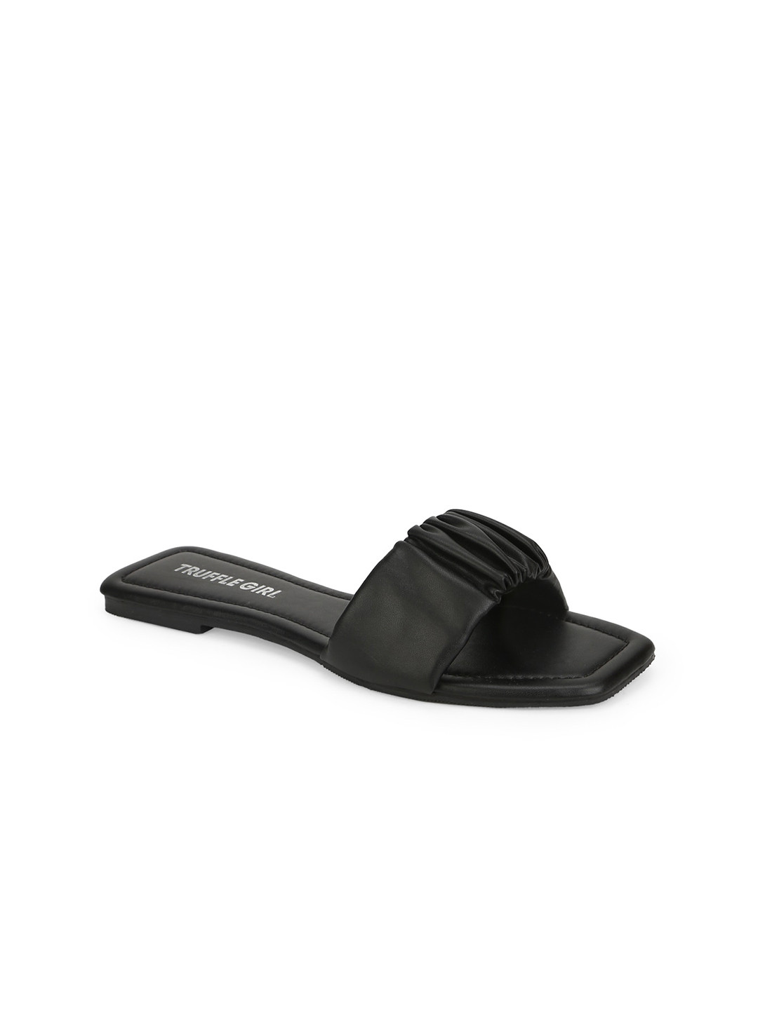 

Truffle Collection Women Black Solid PU Open Toe Flats