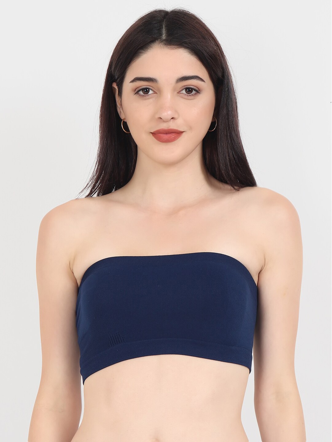

Beau Design Navy Blue Solid Non-Wired Non Padded Bandeau Bra PCBD-TBRA-DKB_S