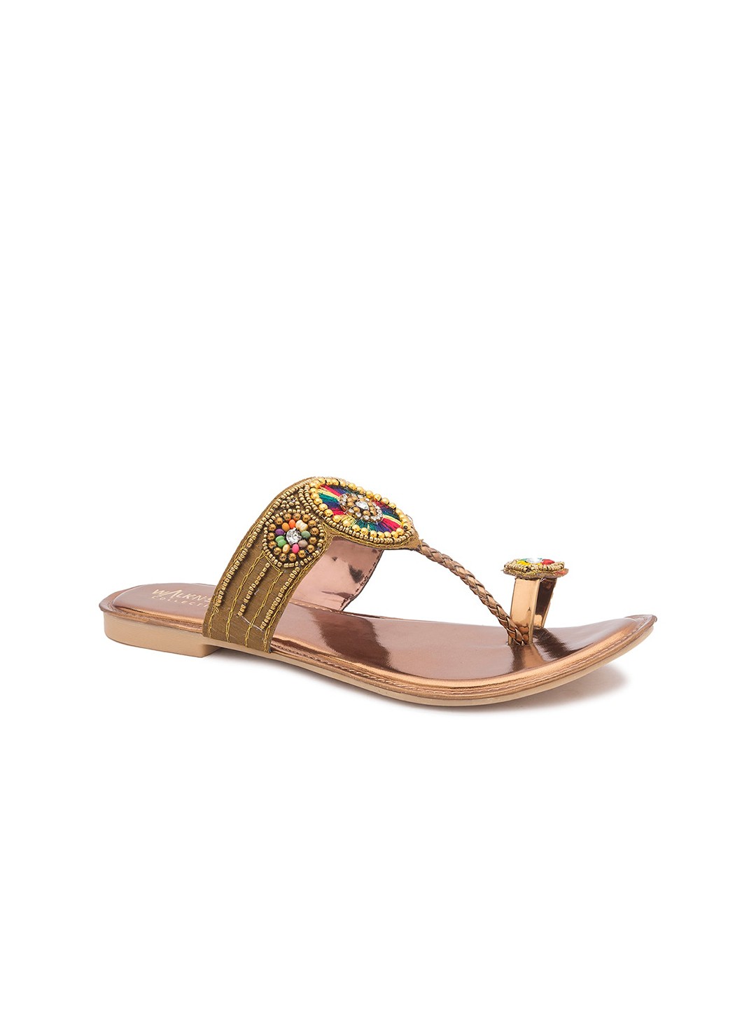 

WALK N STYLE COLLECTION Women Beige Embellished One Toe Flats