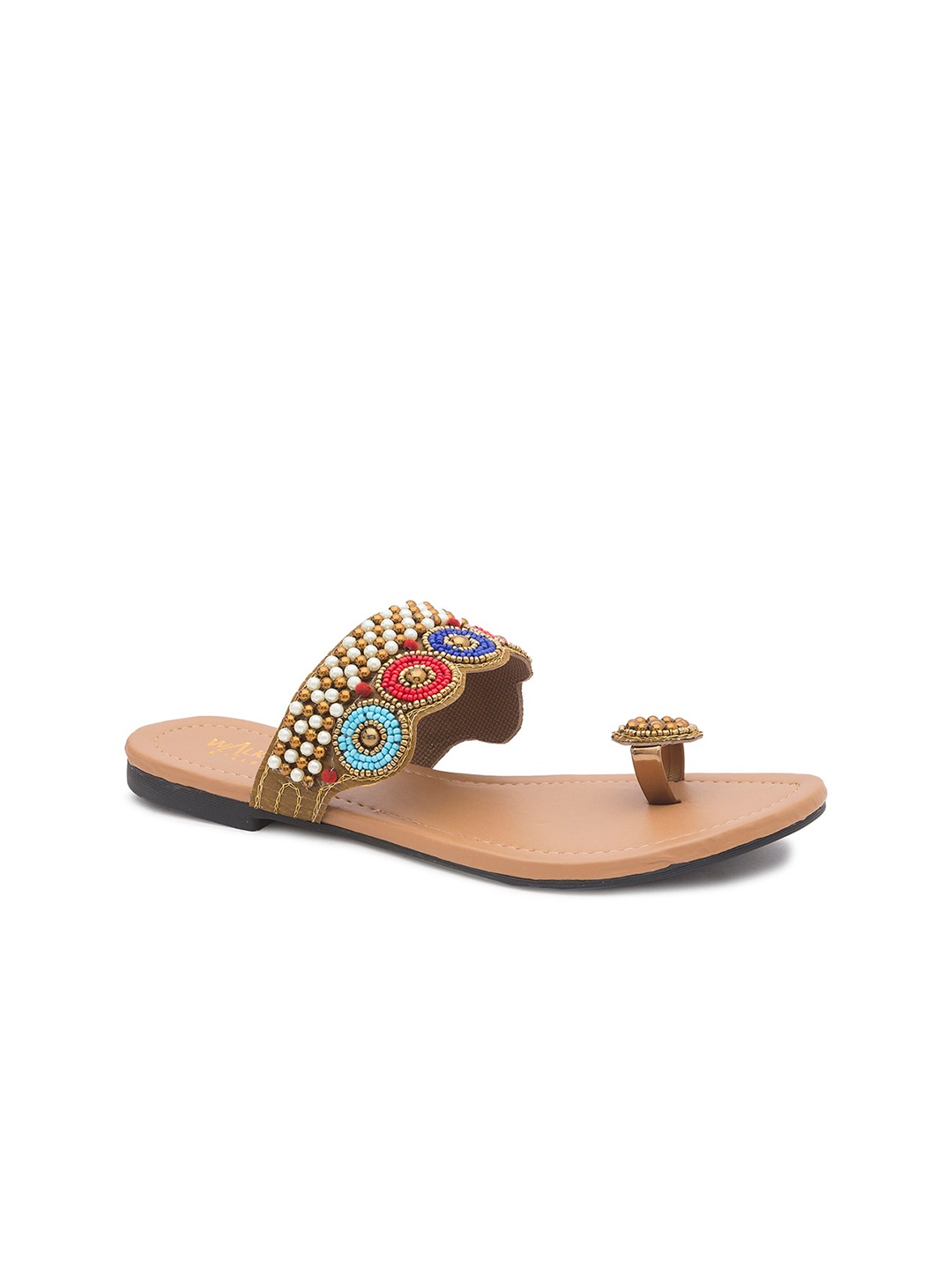 

WALK N STYLE COLLECTION Women Beige Woven Design One Toe Flats