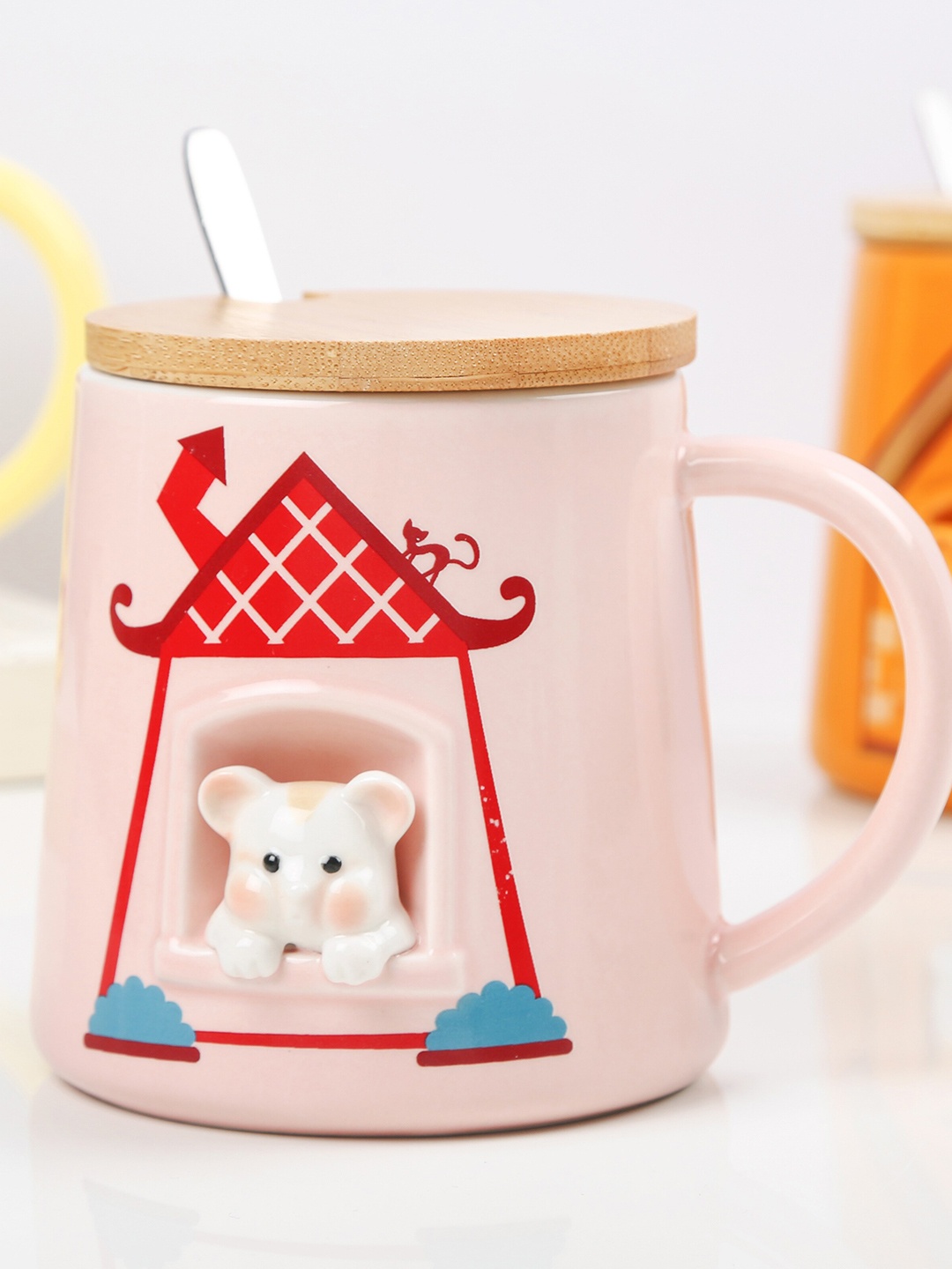 

Bigsmall Pink & RedPrinted Ceramic Mugs Set