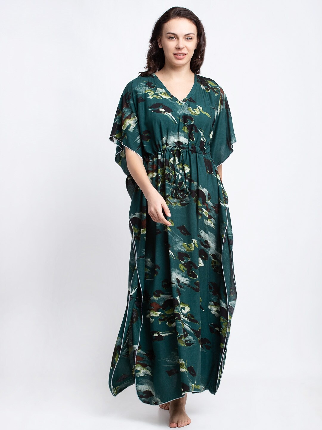 

Claura Green Printed Nightdress