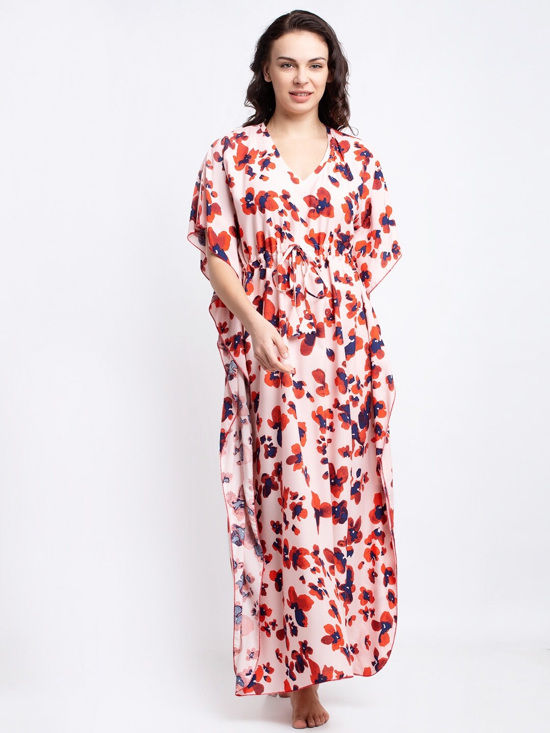 

Claura Pink & Navy Blue Printed Nightdress