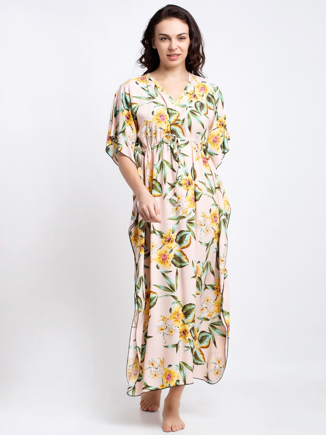 

Claura Pink & Green Printed Nightdress