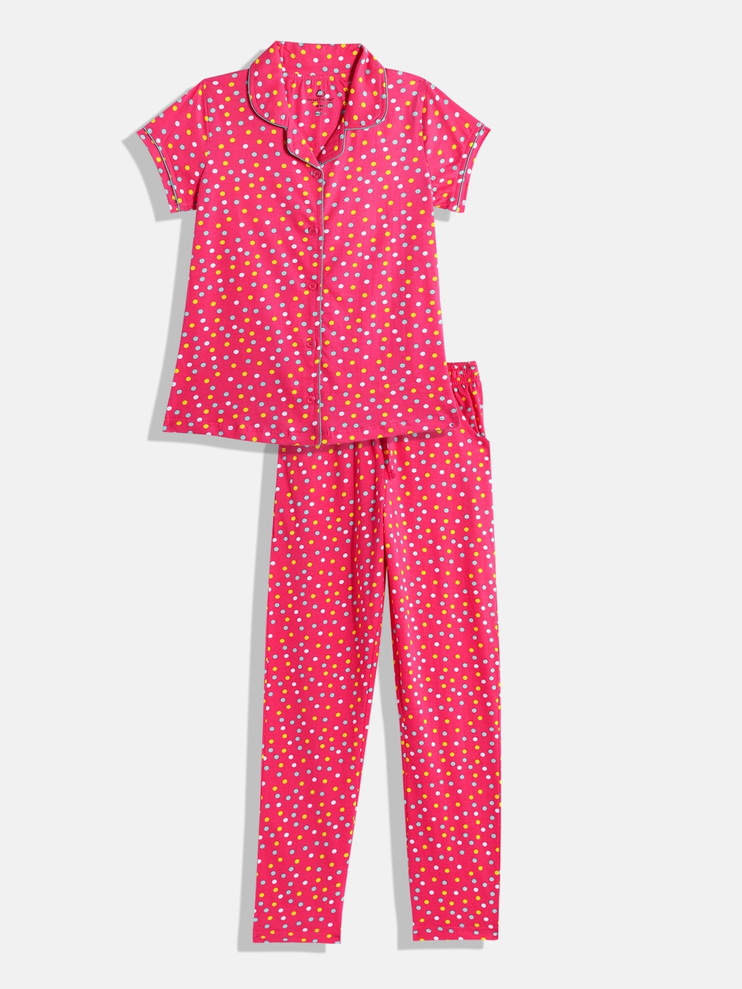 

Sweet Dreams Girls Graphic Print Night suit, Pink