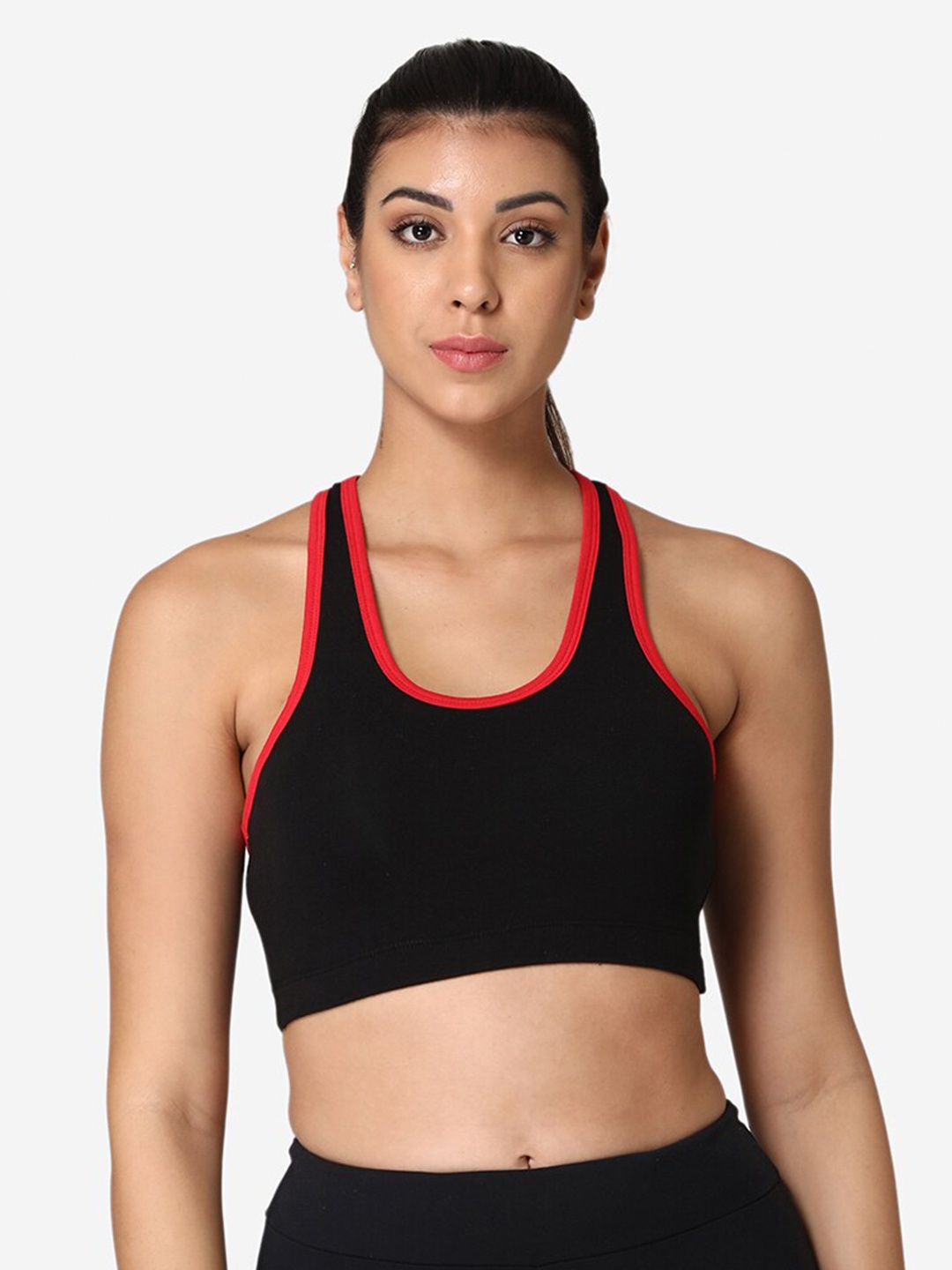 

ABELINO Black & Red Solid Non-Wired Non Padded Workout Bra ZYMBRABLACKRED