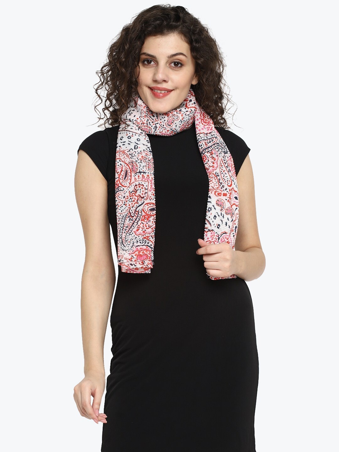 

Aditi Wasan Women White & Pink Printed Stole