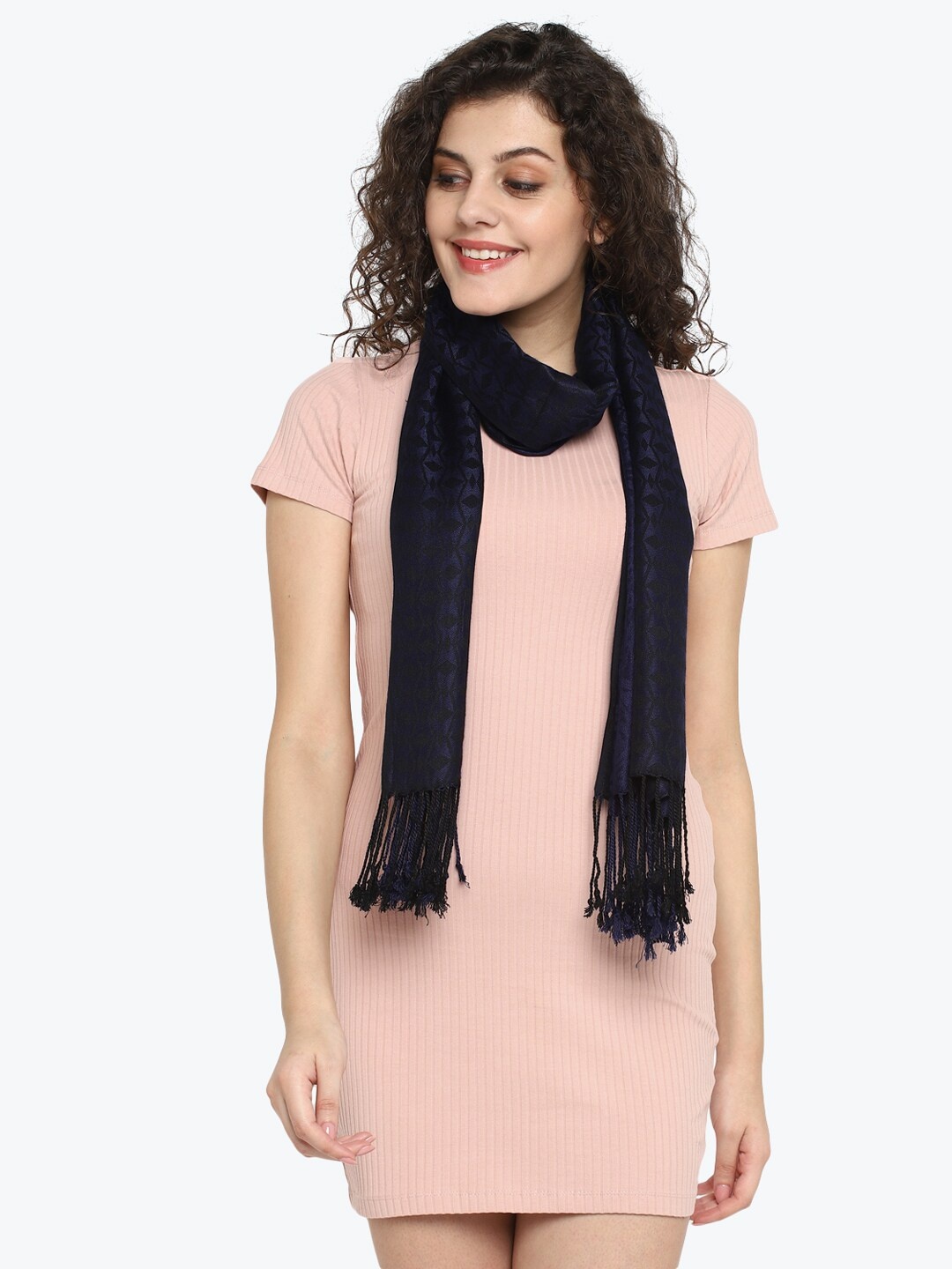 

Aditi Wasan Women Navy Blue Woven Design Jacquard Stole